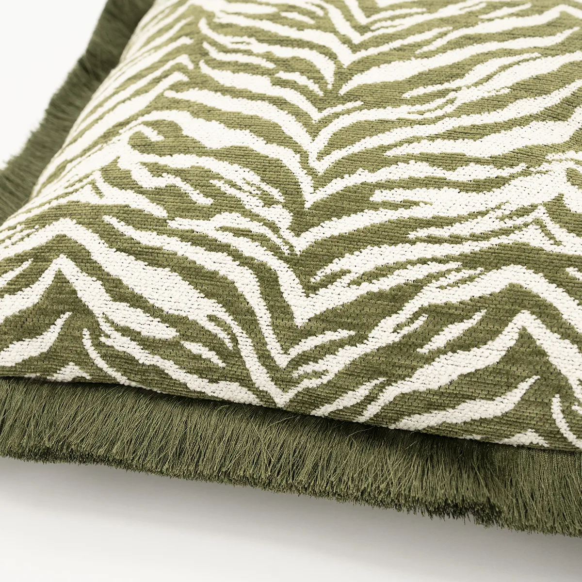 Prydnadskudde med fransar Tigra Green 40x60 cm