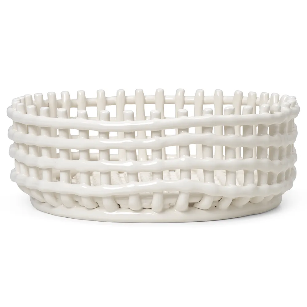 Produktfoto för Ferm Living - Ceramic Centrepiece - Kruka - Off-White - Ø29 x H10 cm