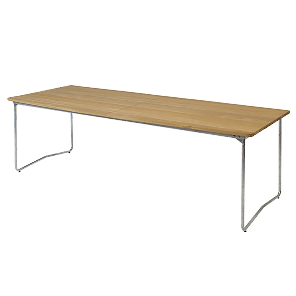 Grythyttan Stålmöbler, Matbord B31 230  Obehandlad teak / varmförzinkat stativ