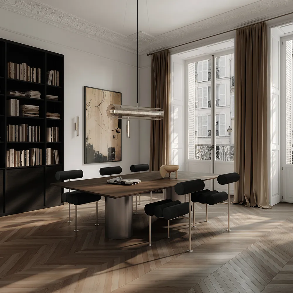 Hiro Matstol Stainless Steel - Aniline Leather Black