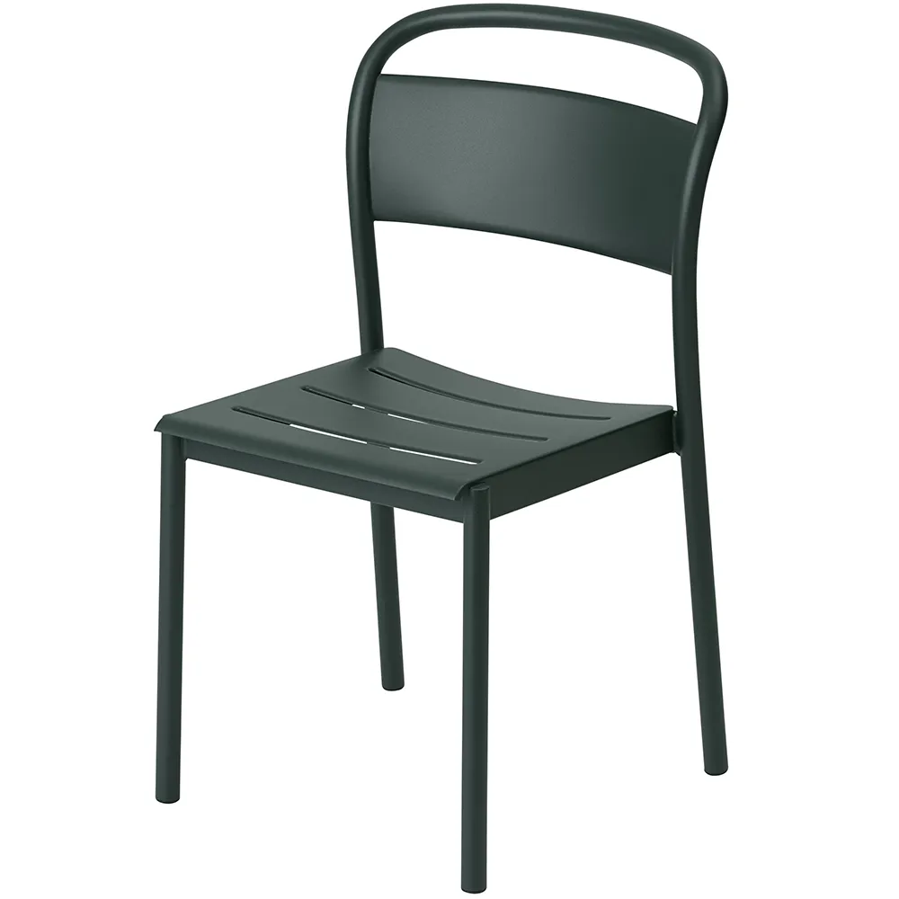 Produktfoto för Muuto - Linear Steel Side Chair - Trädgårdsstol - Dark Green - L49,6 x D54 x H85,1 cm