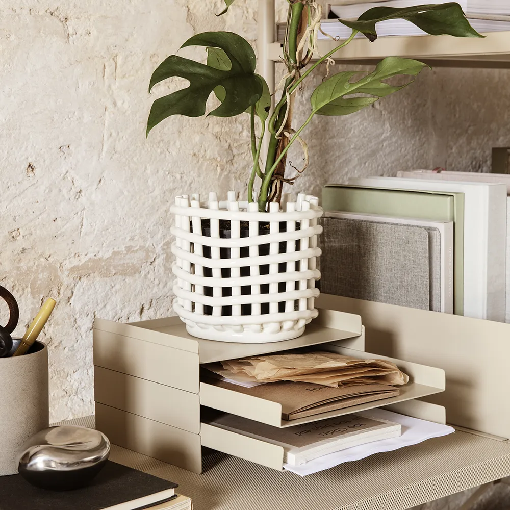 Alternativ bild 1 för Ferm Living - Ceramic Basket - Korg - Small - Off White - Ø16 x H14,5 cm