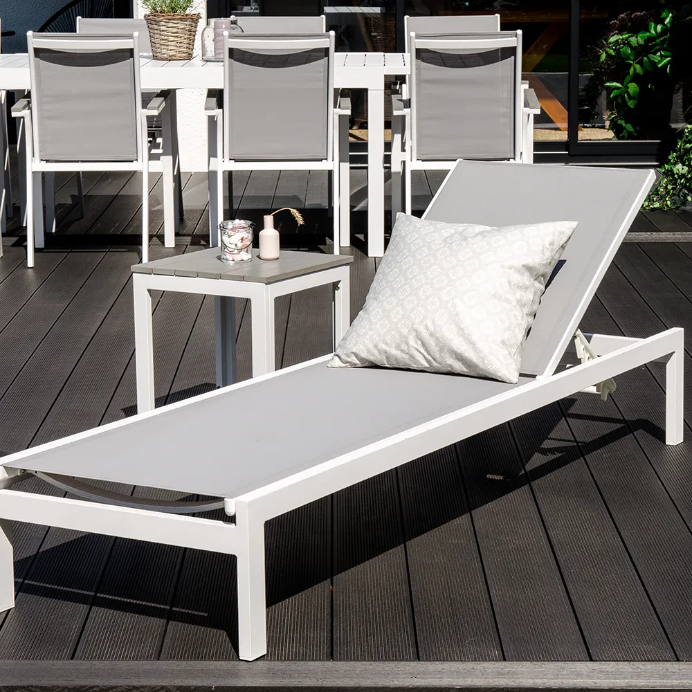 Copacabana Solsäng Vit/Grå  2-pack