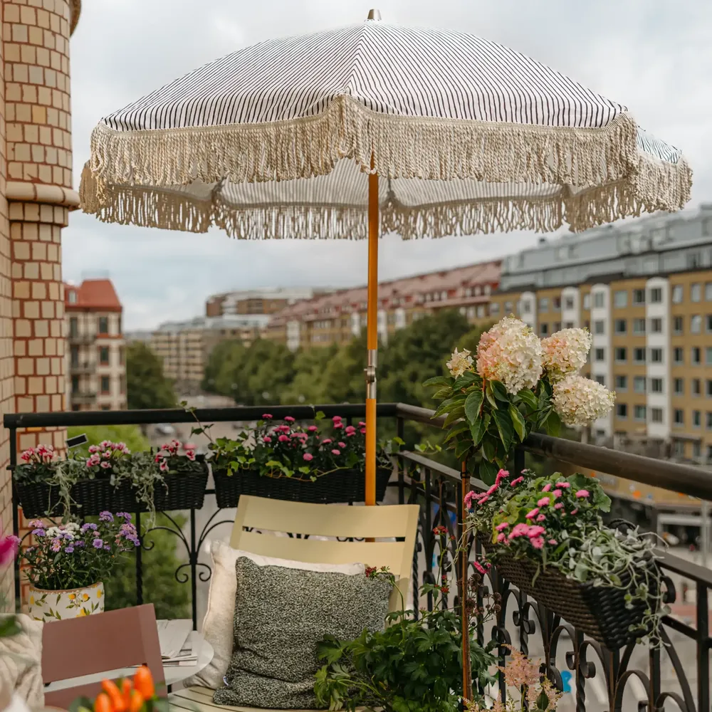 Gatsby parasoll Ø180 cm grårandigt 