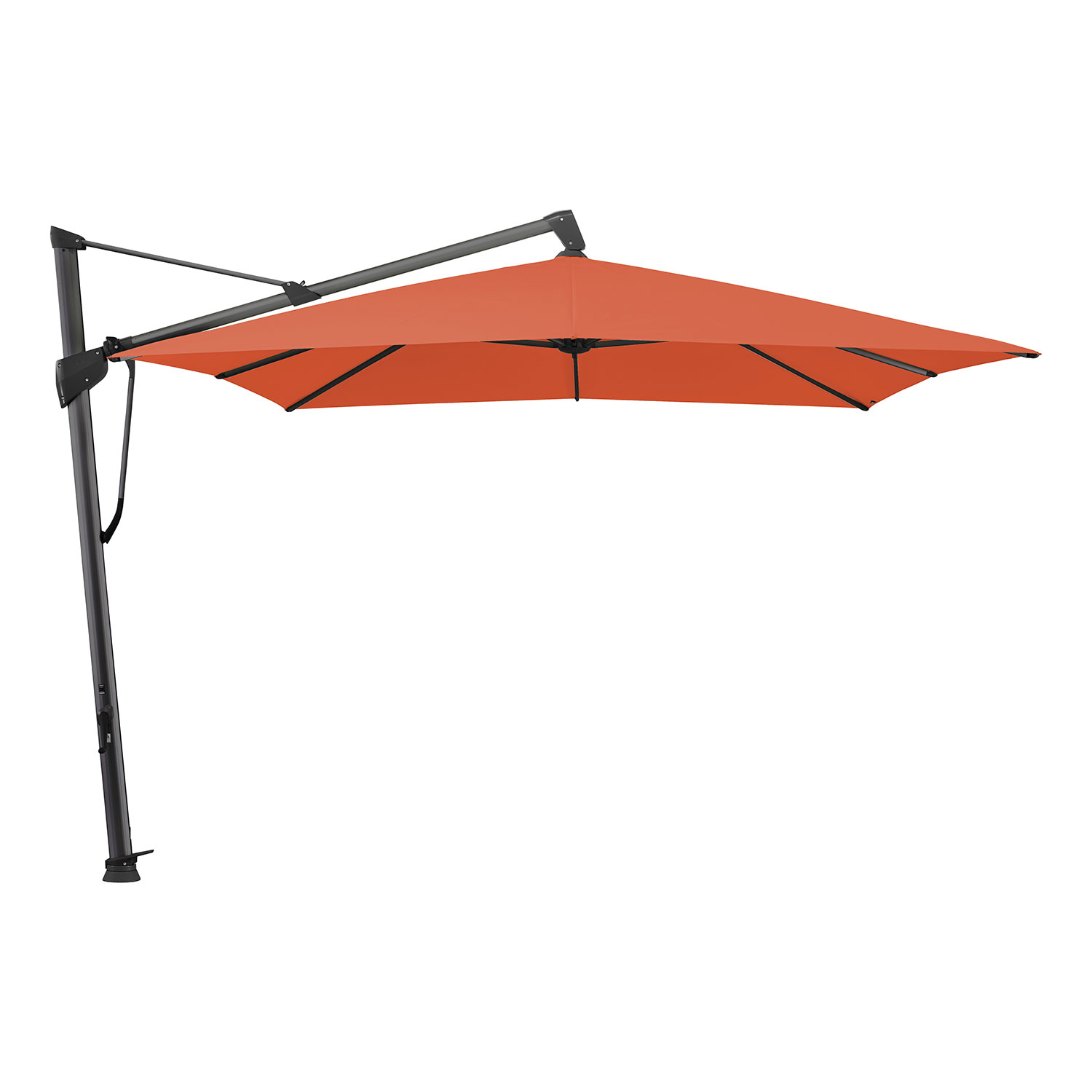Sombrano S+ frihängande parasoll 400×300 cm kat.5 antracite alu / 660 papaya