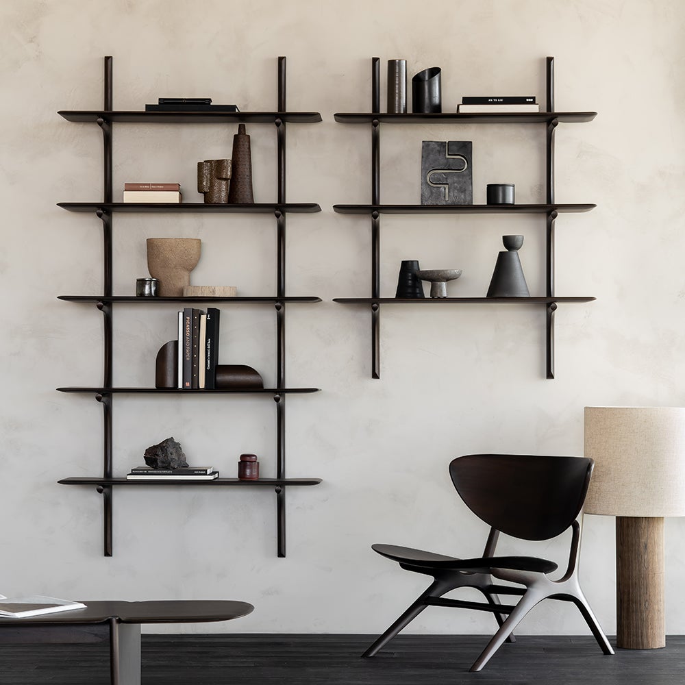 PI Vägghylla Mahogany dark brown 5 hyllplan