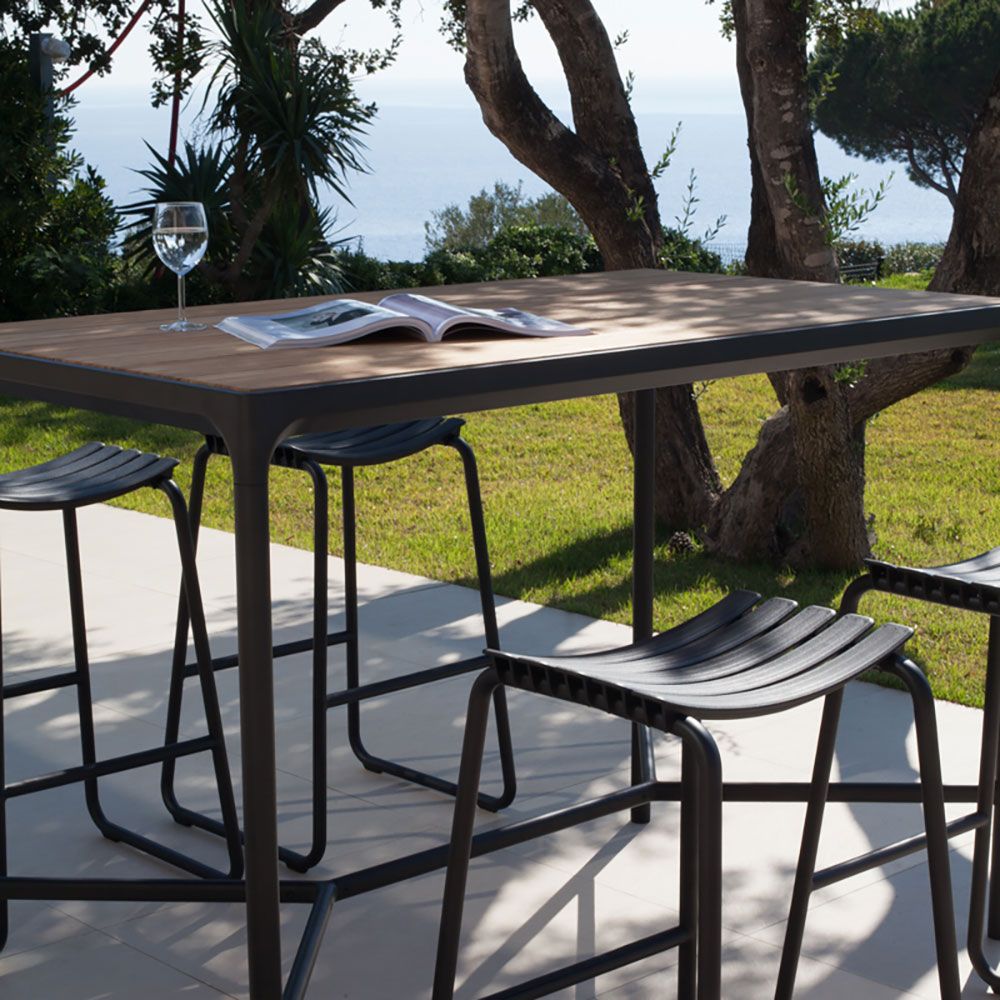 Four barbord 160x90 cm svart / bamboo aluminium