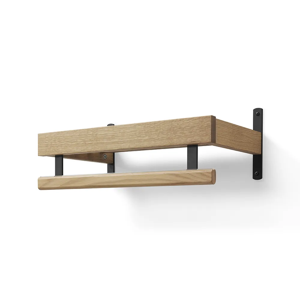 oscarssons möbel, nadja hatthylla 50 cm 1 plan oljad ek/mattsvart stål