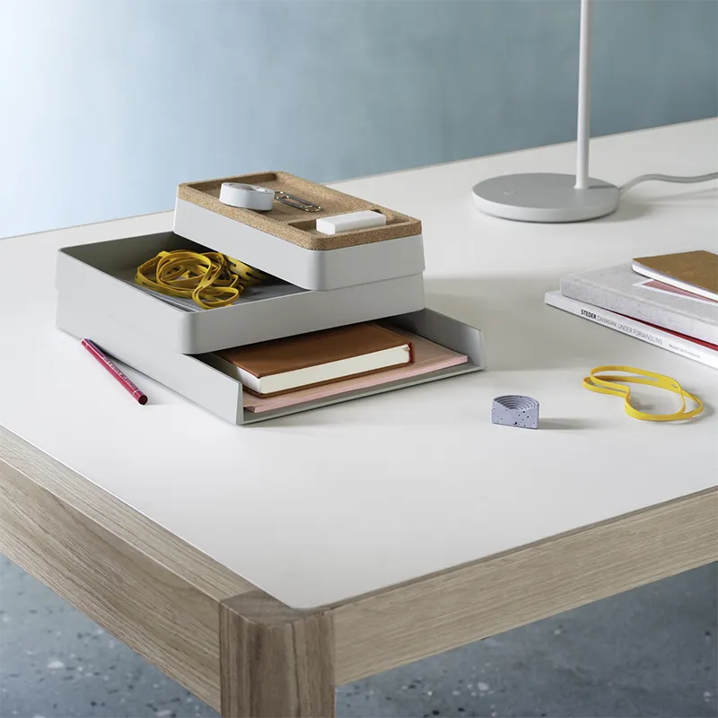 Workshop Table 65x130 cm - Warm Grey Linoleum Oak