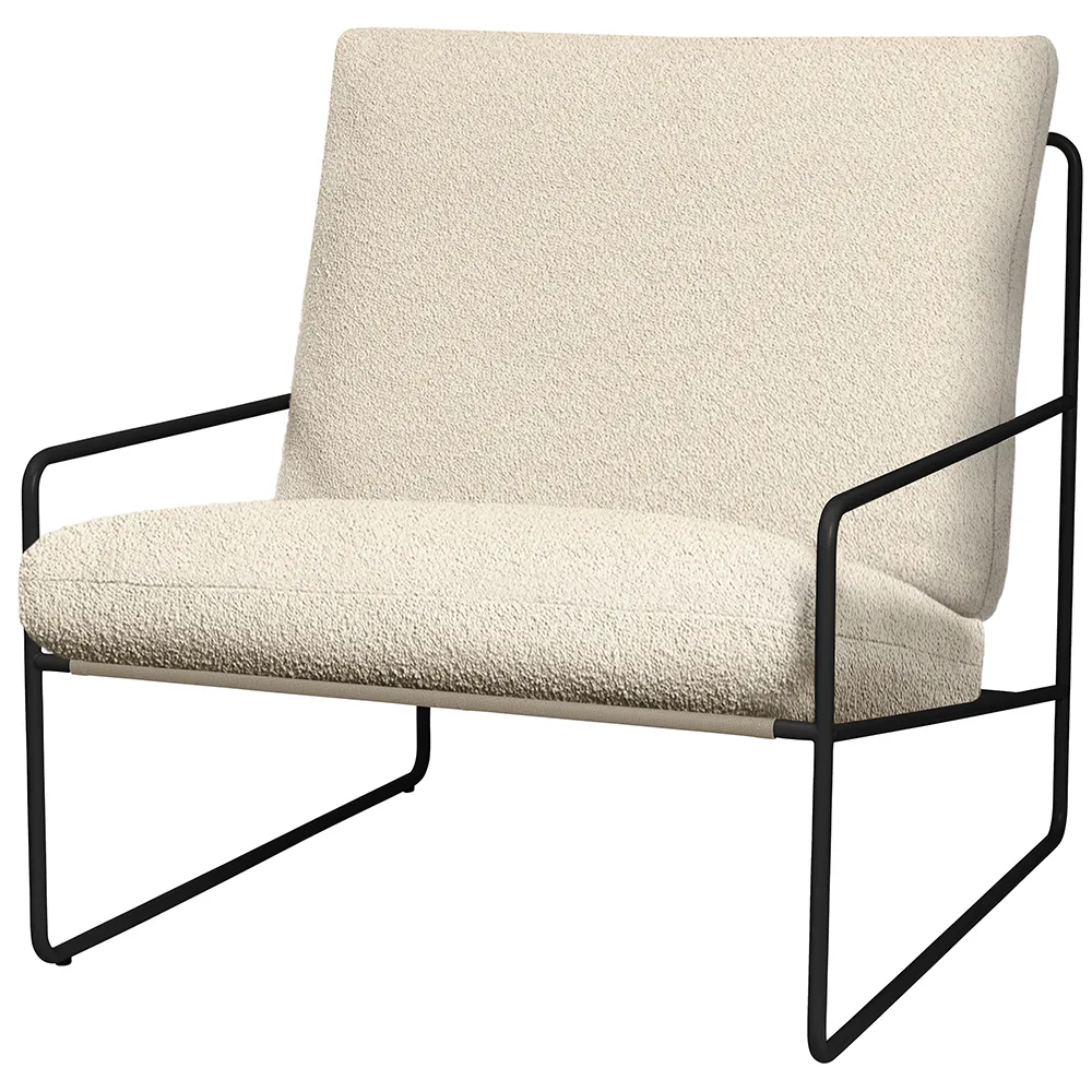 Produktfoto för Ferm Living - Desert 1-seater Pure Bouclé - Lounge stol - Black/Off-white - W79 x D85 x H78 CM