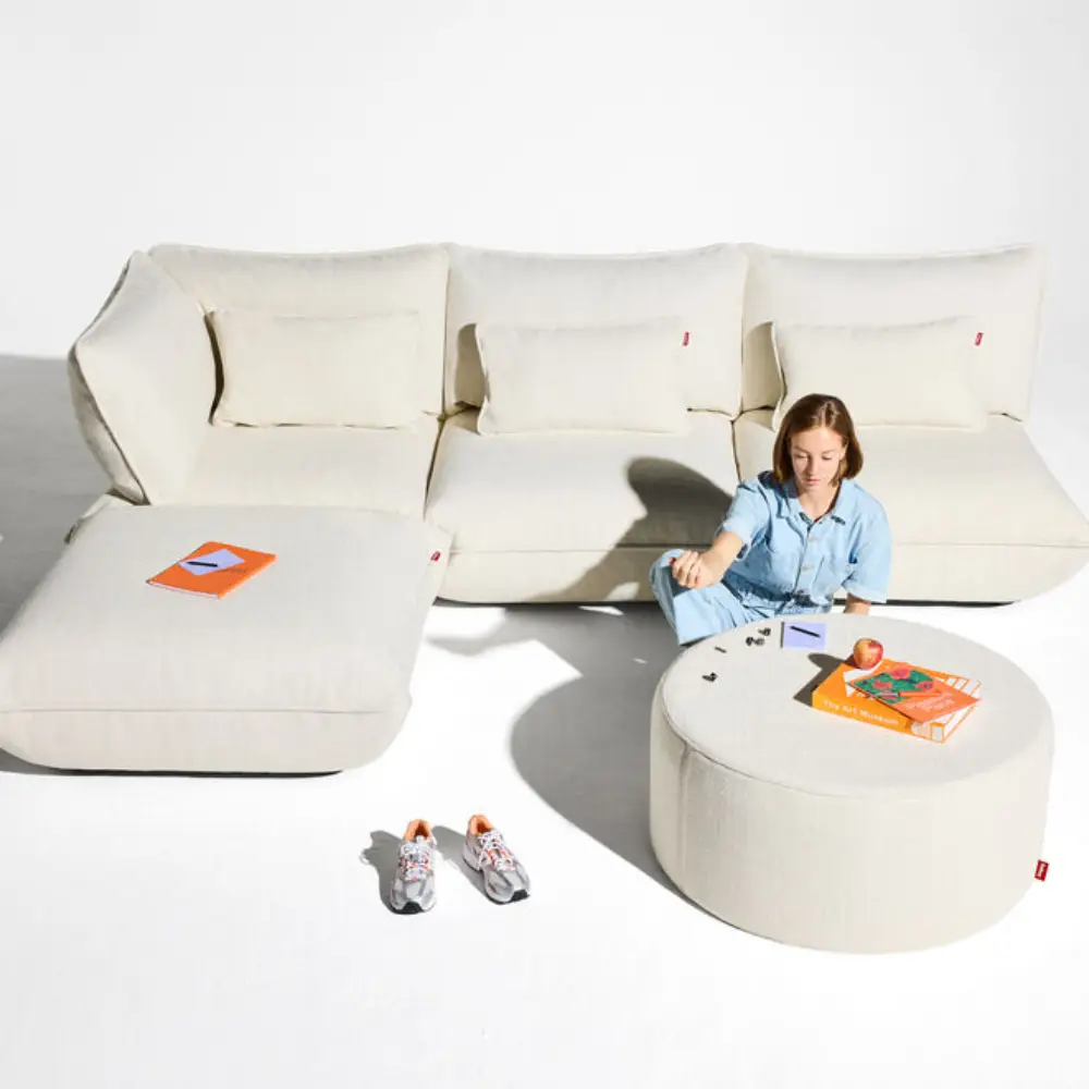 recycled puff kudde boucle creme