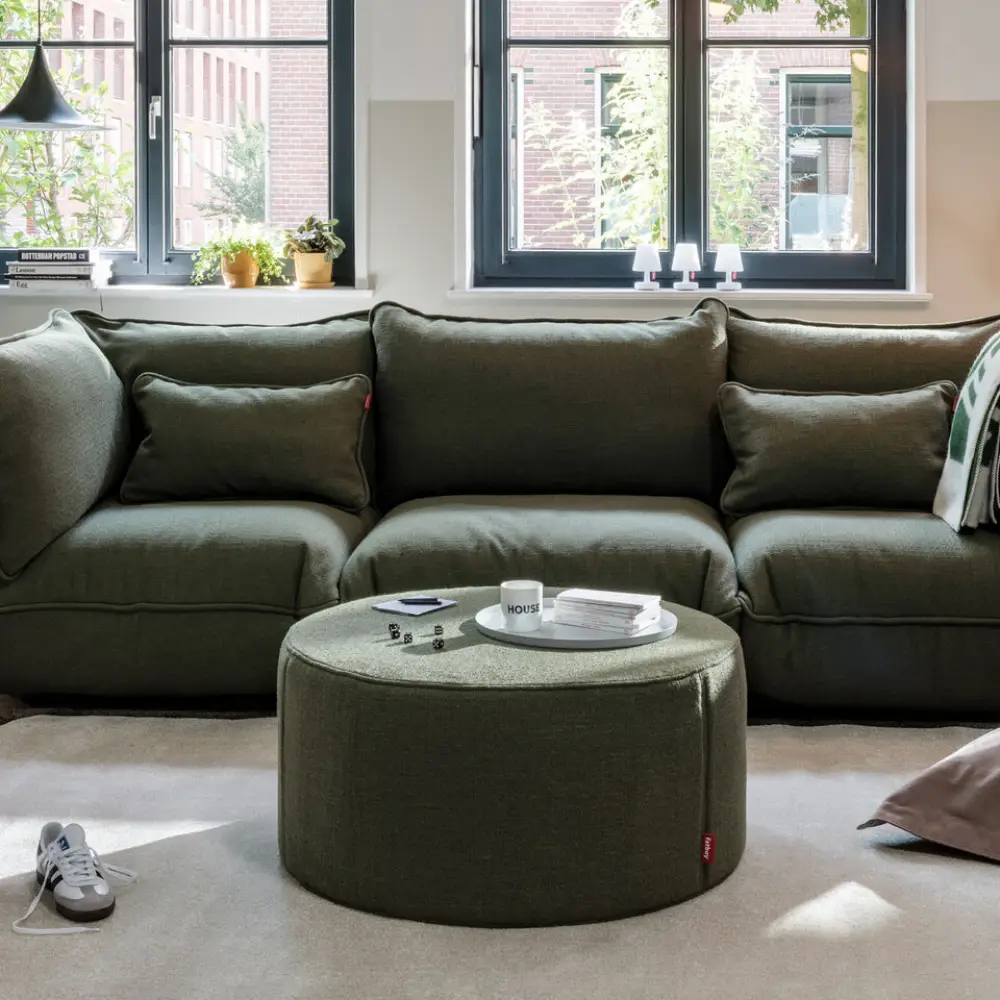 recycled puff kudde boucle leaf green