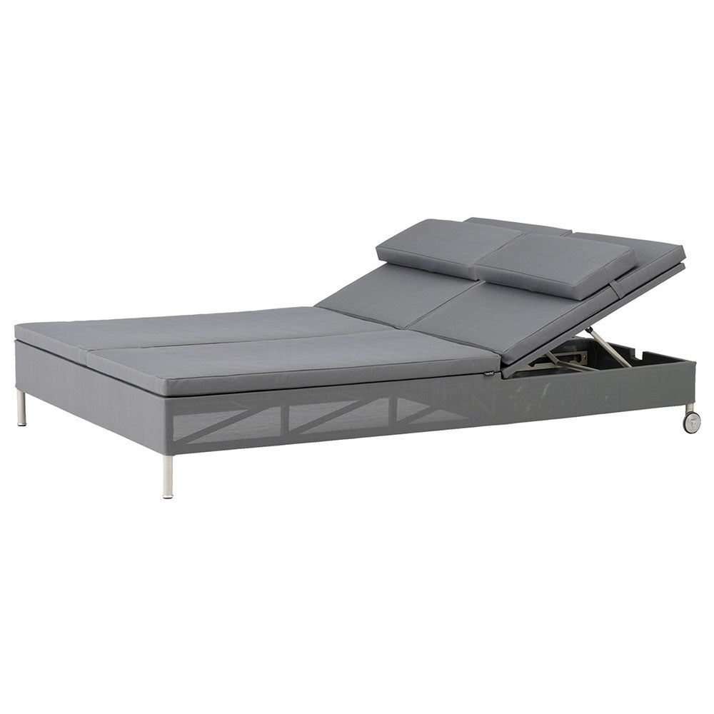 Alternativ bild 1 för Cane-Line, Rest Solsäng Dubbel Inkl. Grey Natté dynset