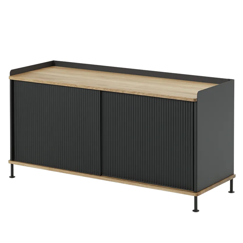 muuto, enfold sideboard 124 x 45 cm  - oiled oak anthracite black