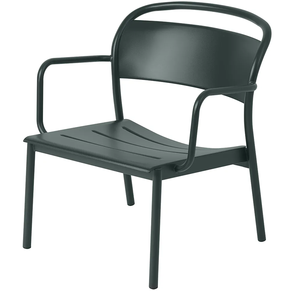 Produktfoto för Muuto - Linear Steel Lounge Armchair - Trädgårdsstol - Dark green - H75,4 x D68,4 cm