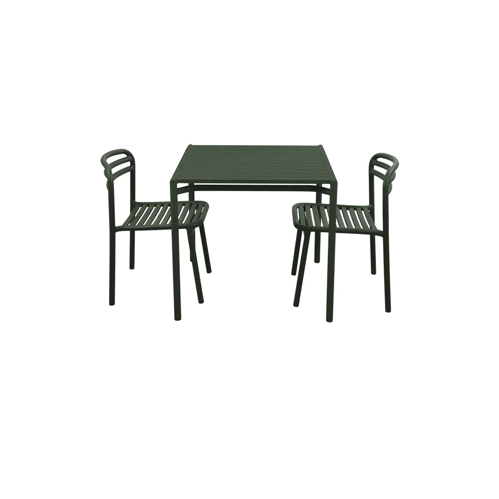  Bliss matbord inkl.två stolar-Mörkgrön aluminium