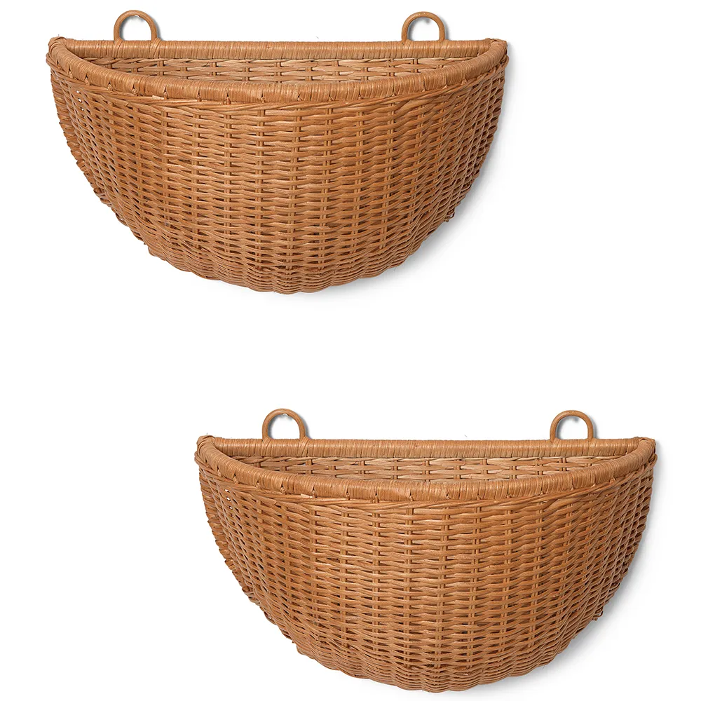 Produktfoto för Ferm Living - Braided Wall Pockets - Korg - Natural / set of 2 - W: 45 x H: 41 x D: 18.5 cm