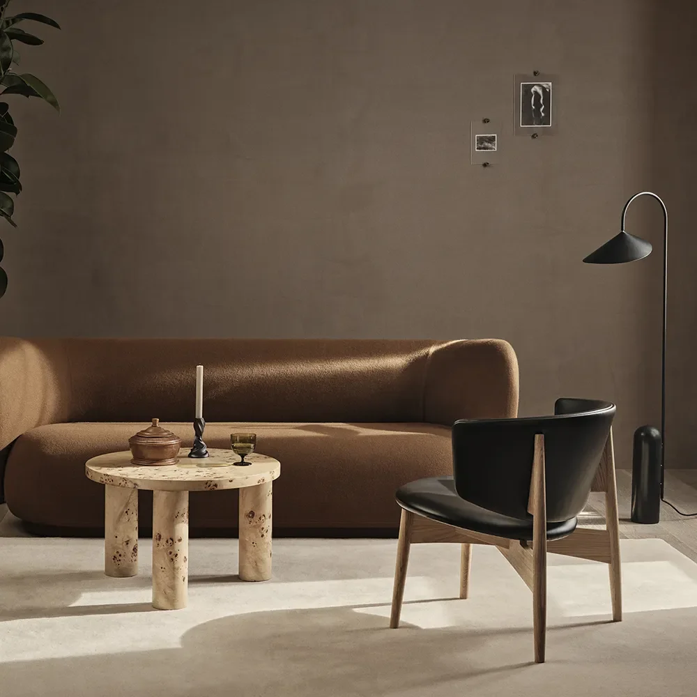 Justerbar Golvlampa med Travertinfot Arum Black