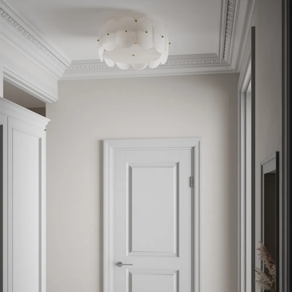 Omlott plafond Ø53cm mässing/vit