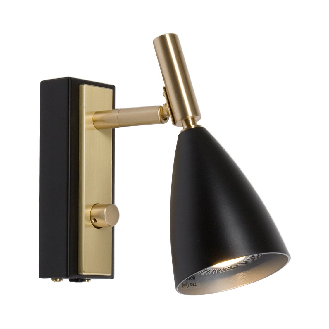 Belid, Frank 2.0 Vägglampa Svart/Mässing Mr16 Inkl Ljuskälla