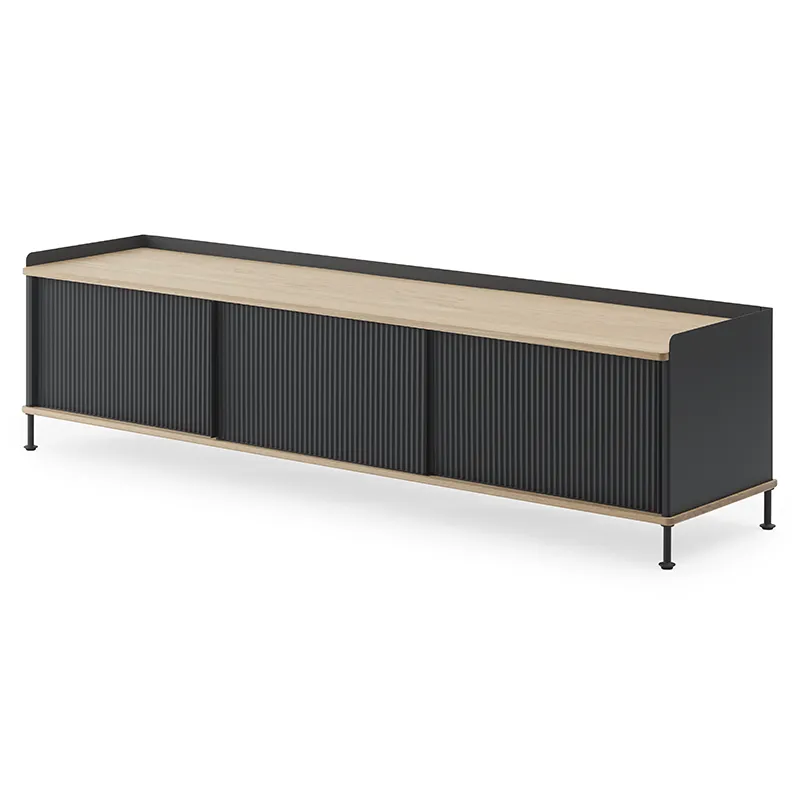 muuto, enfold sideboard 186 x 45 cm  - oiled oak anthracite black