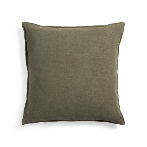 Lin Kuddfodral Olive 50x50 cm