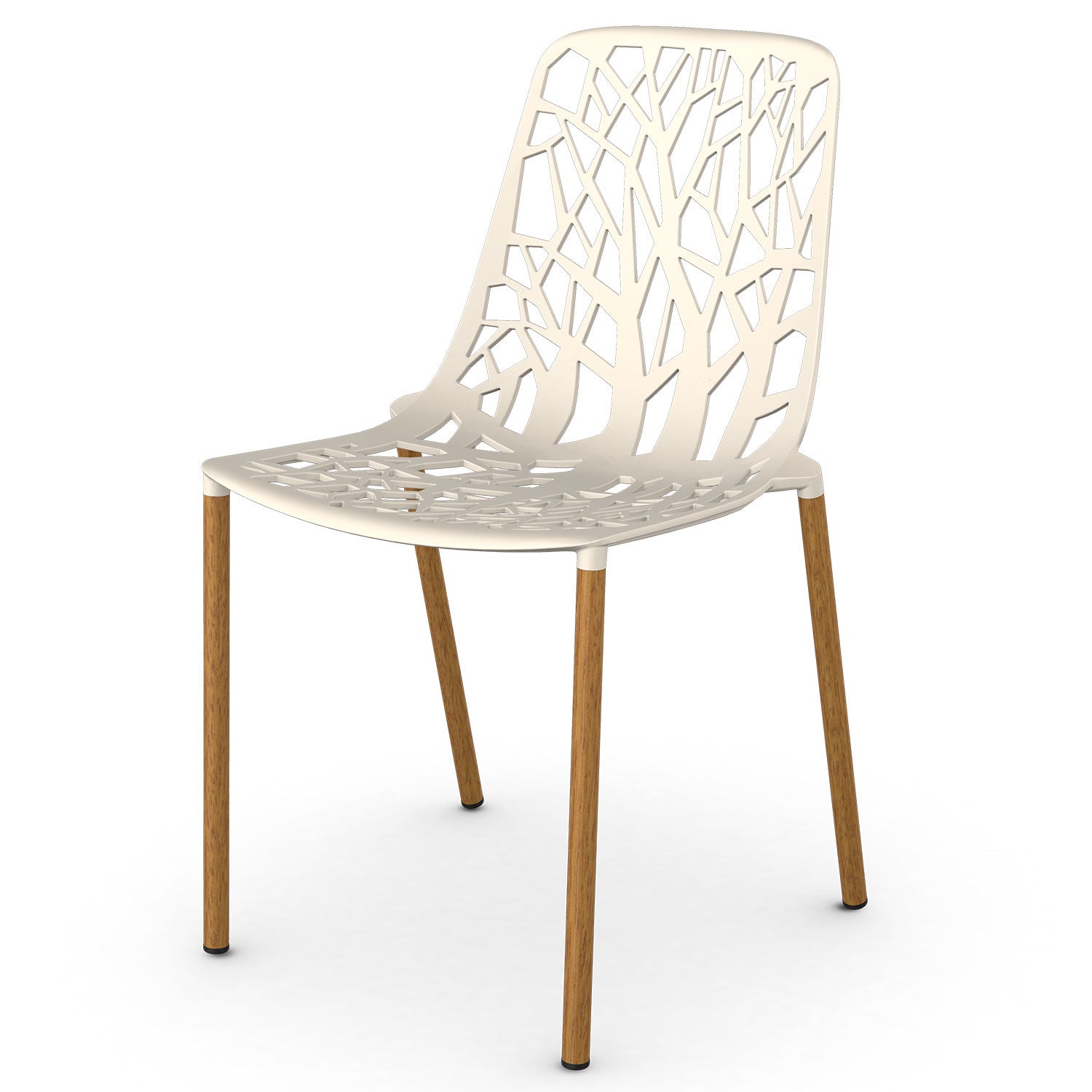 Fast, Forest matstol med Iroko klädda ben Creamy White