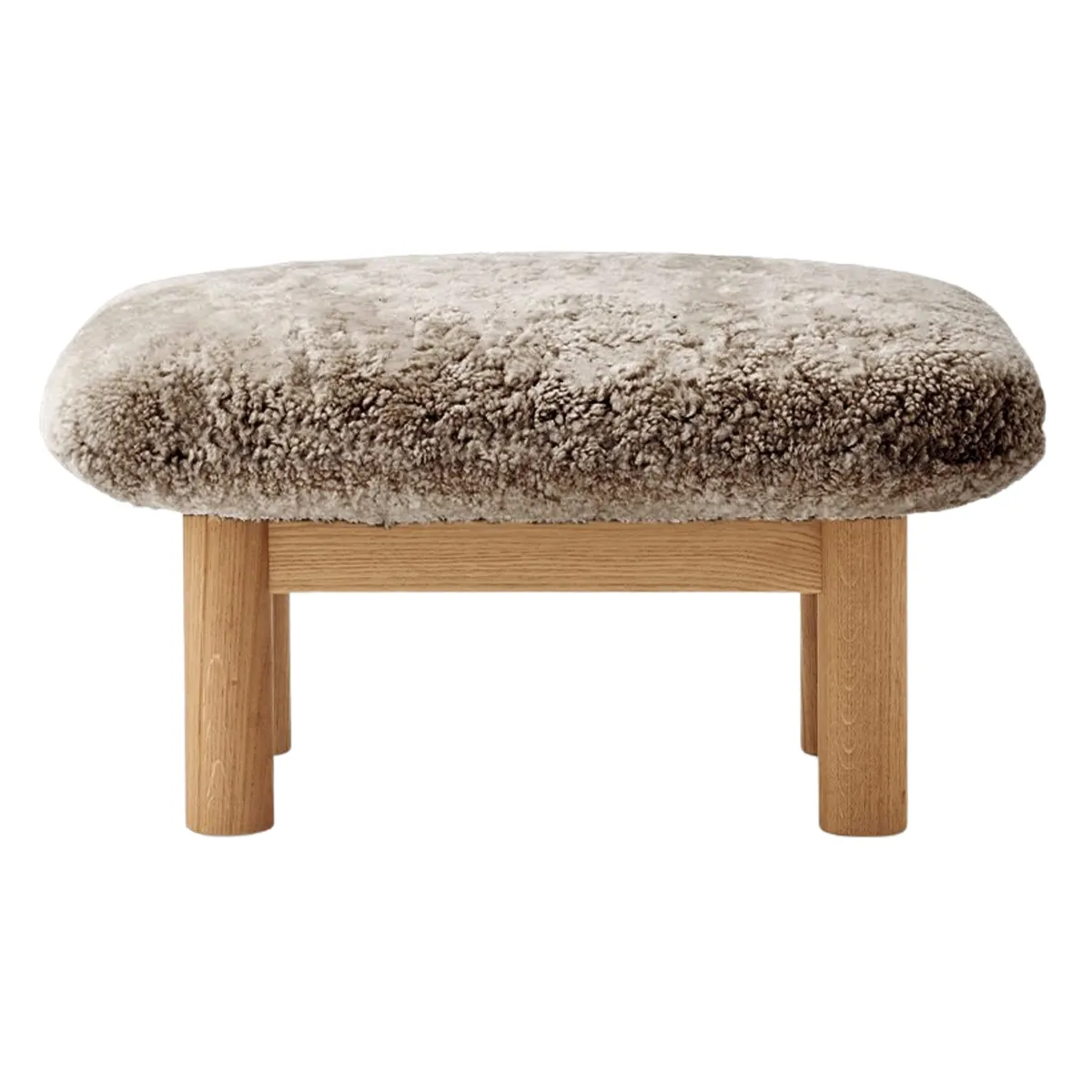 Brasilia pall helklädd, ek massiv natur, Sheepskin Nevotex Sahara