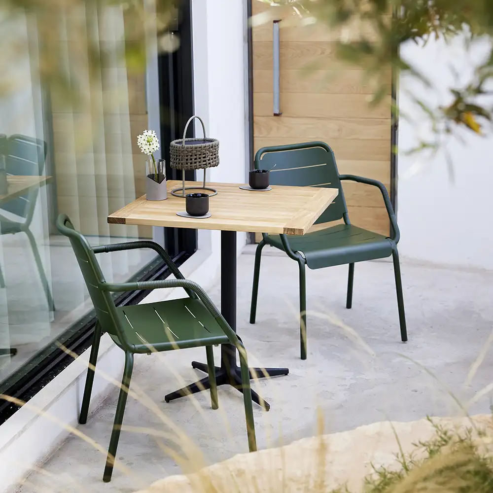 Copenhagen karmstol stapelbar Weave Dark green alu