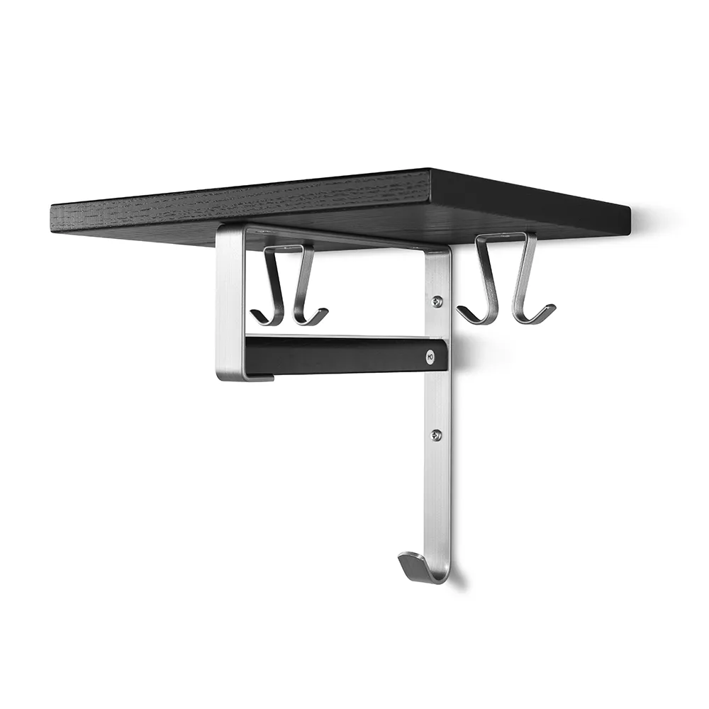 oscarssons möbel, cott hatthylla svartbetsad ek/slipat stål