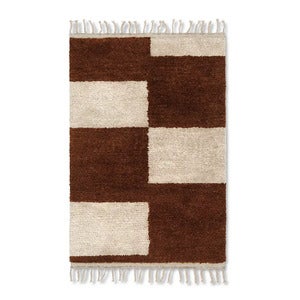 Mara Handknuten Matta 120x180 cm Dk Brick/Off-W