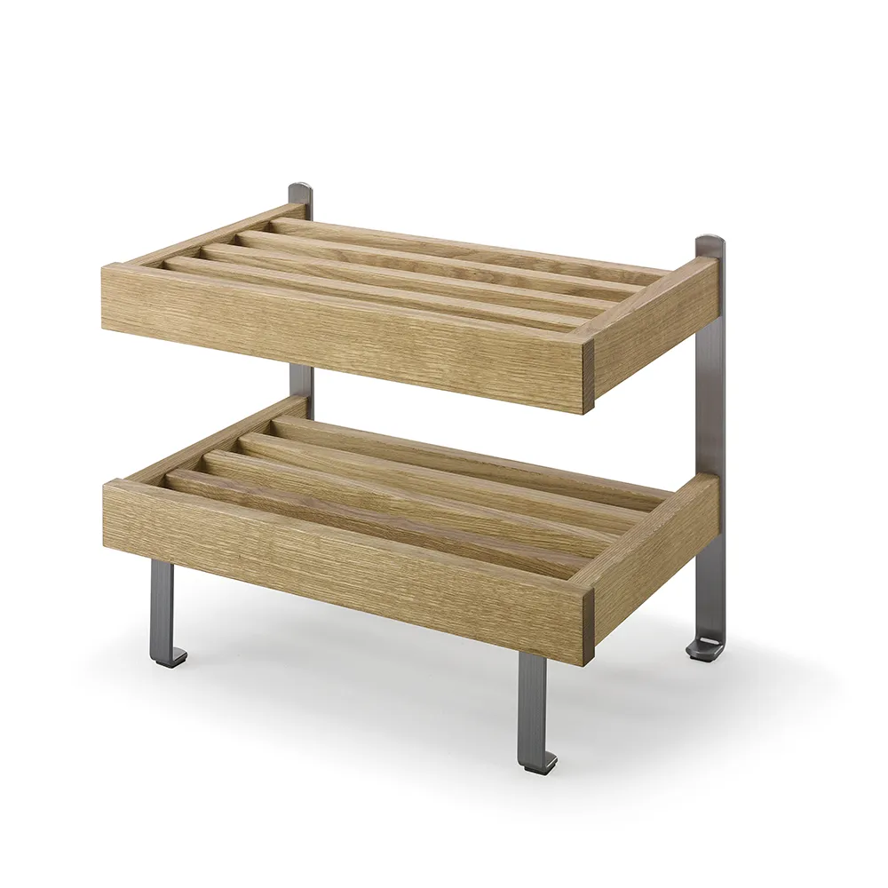 oscarssons möbel, nadja skohylla oljad ek/slipat stål