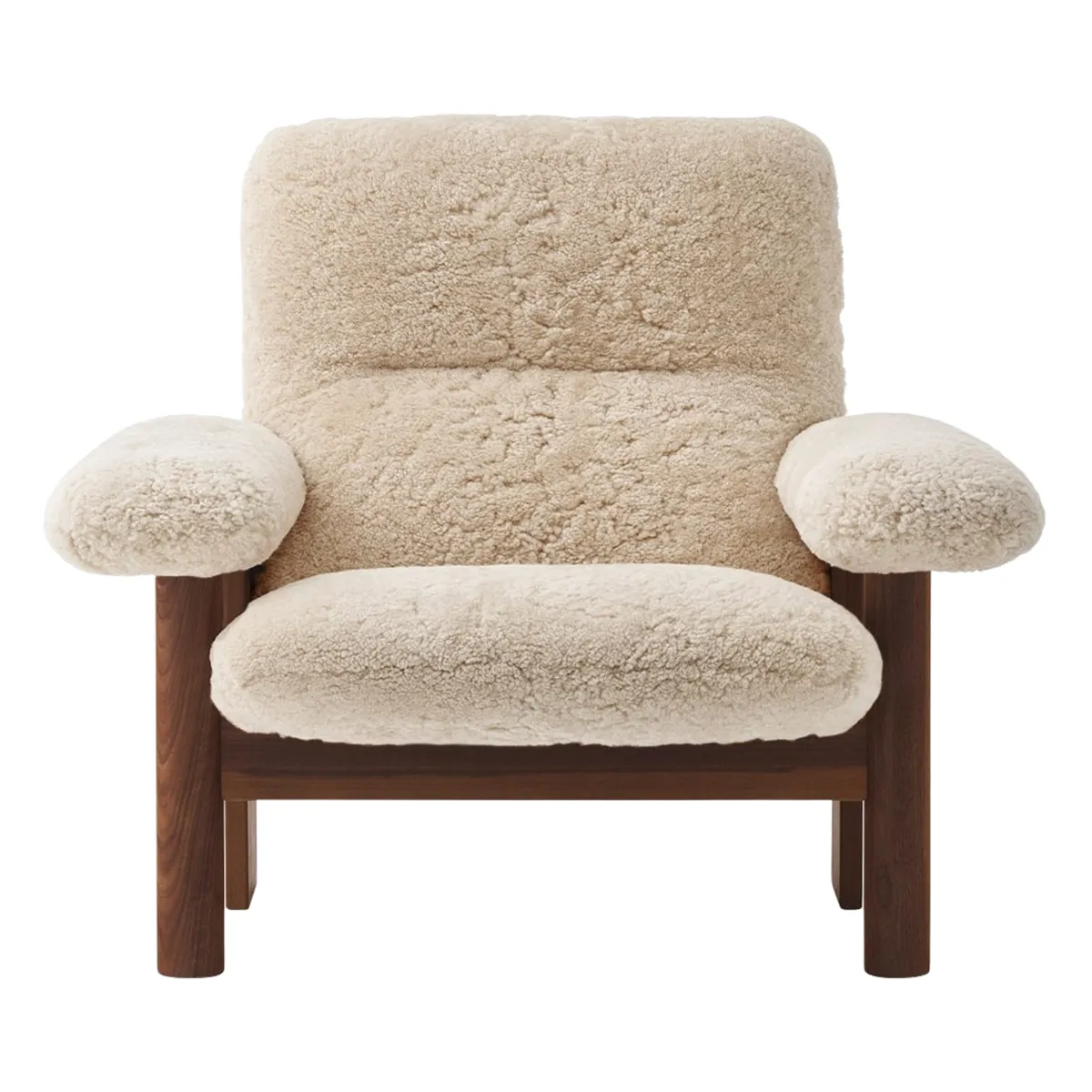 Brasilia loungestol mörkbetsad ek, Sheepskin Nevotex Nature