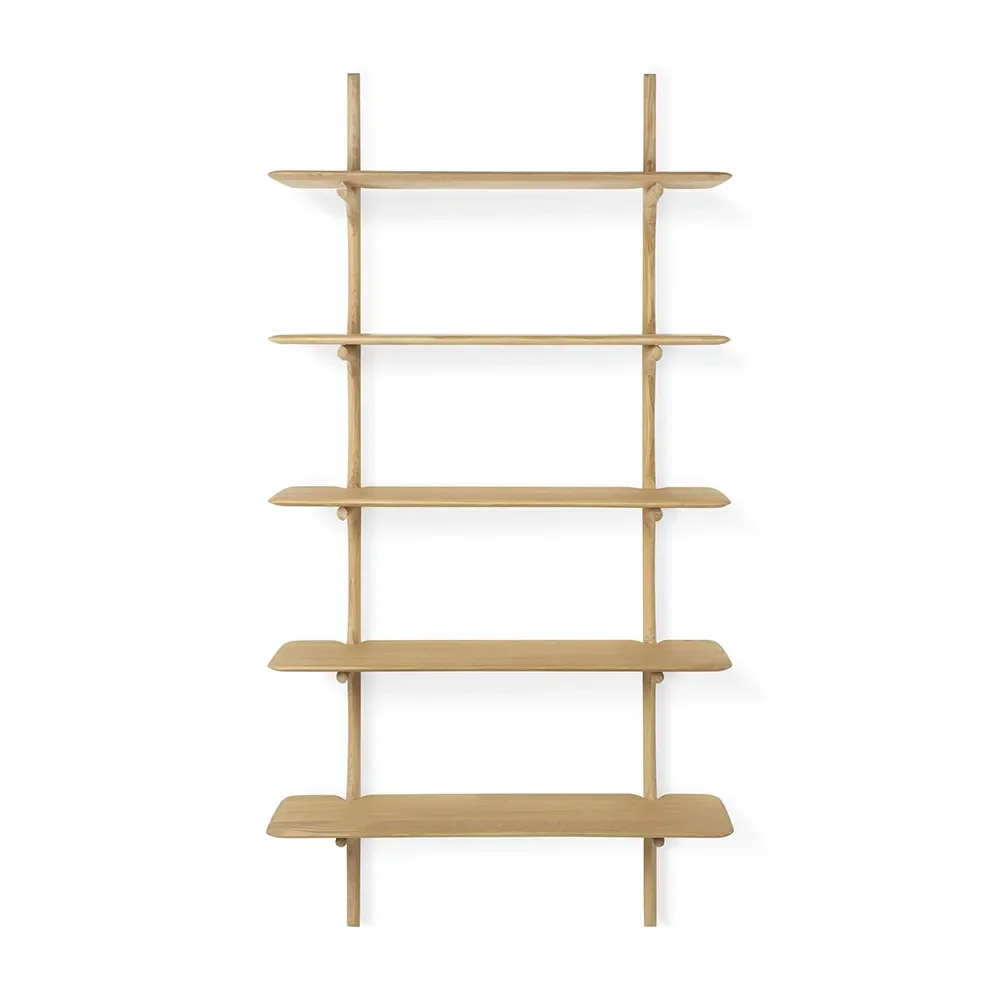 ethnicraft, pi vägghylla ek 5 hyllplan