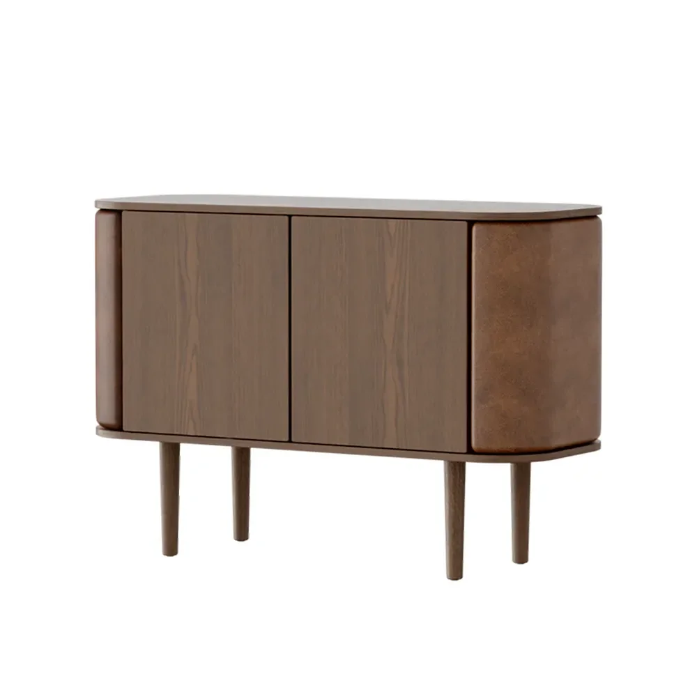 Treasures 2-dörrars skåp Mörk Ek/Brown Faux leather