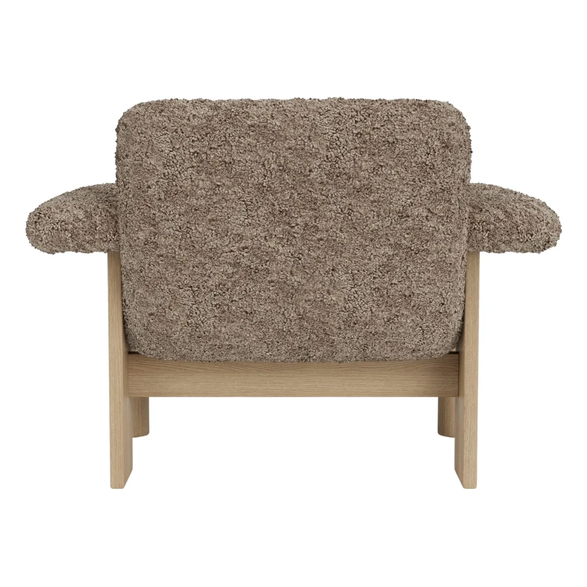 Brasilia loungestol helklädd låg rygg fyrbent underrede massiv ek natur, Sheepskin Nevotex Sahara