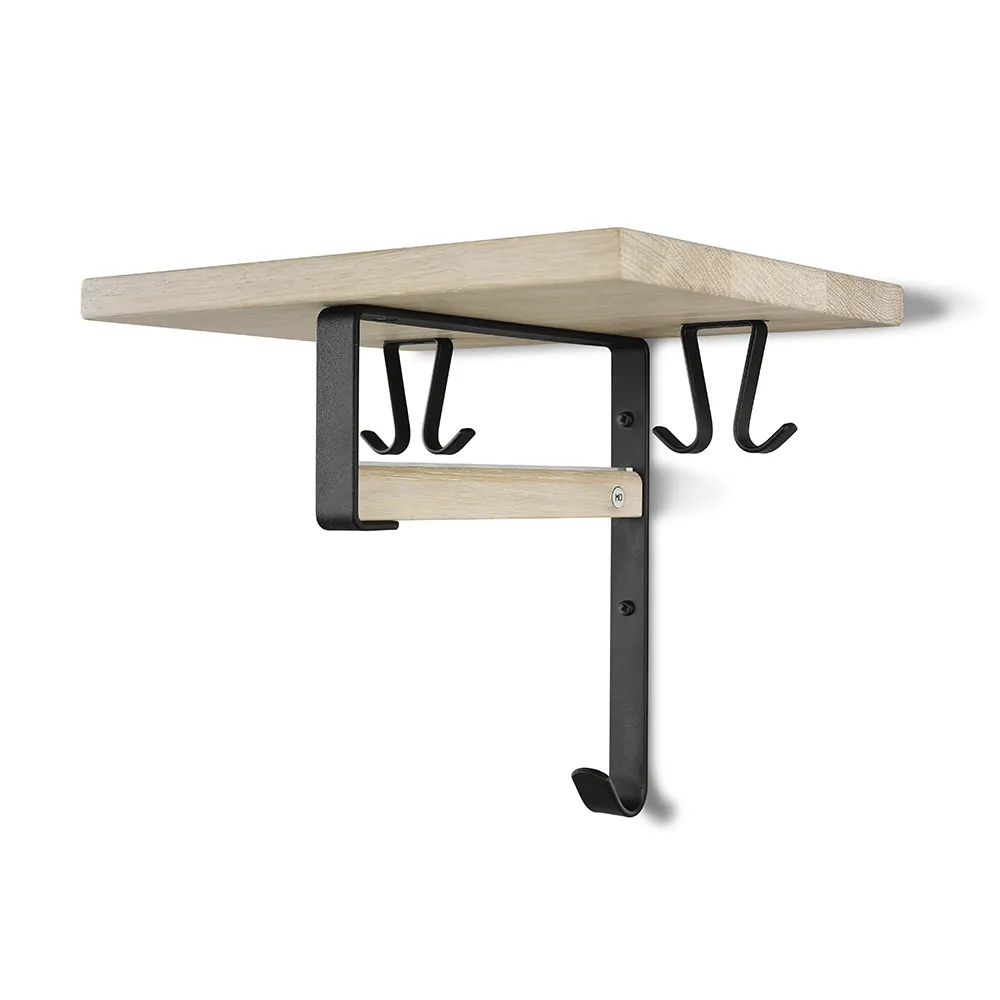 oscarssons möbel, cott hatthylla vitoljad ek/mattsvart stål