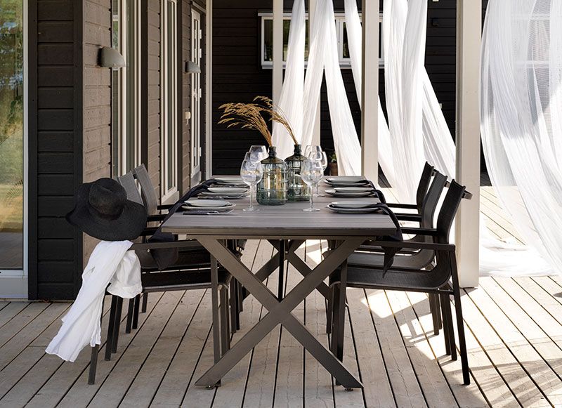 Hillmond utdragbart bord 100x166-226  cm svart/grå 