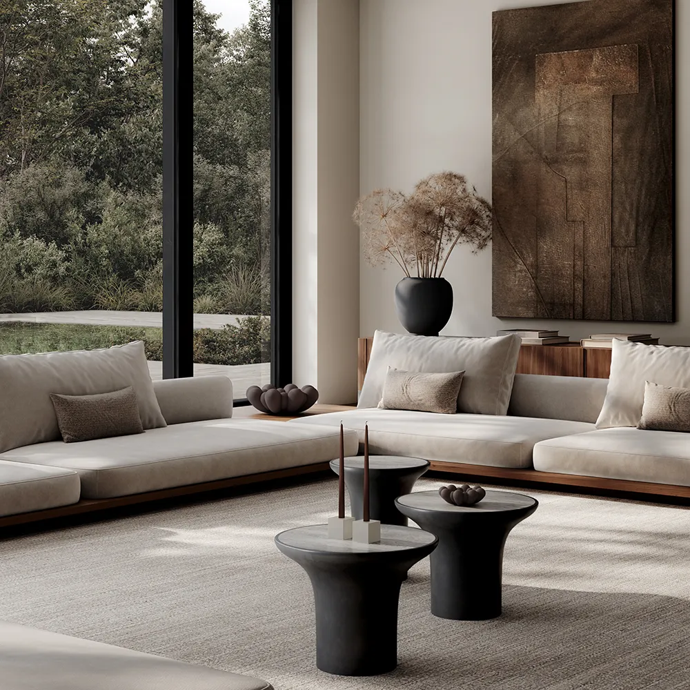 Trumpet Soffbord högt- Silver Travertine