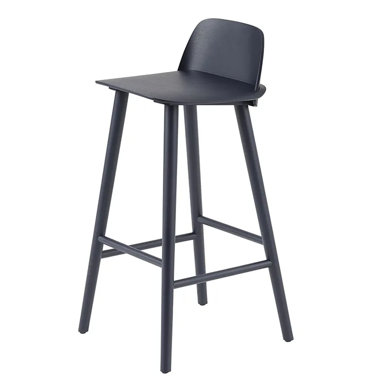 muuto, nerd barstol 75 cm - med fotstöd i metall - midnight blue