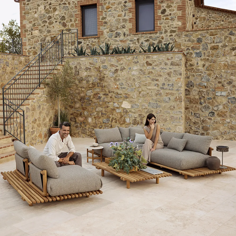 Sticks hörnsoffa Teak/sand