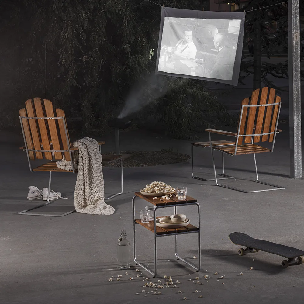 A3 solstol Obehandlad Teak / Varmförzinkat Stativ