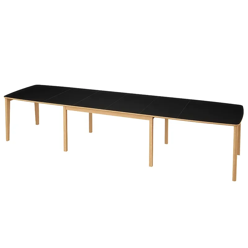 SM107 Matbord 101x160-316-368 cm Naturoljad ek - Svart Nanolaminat