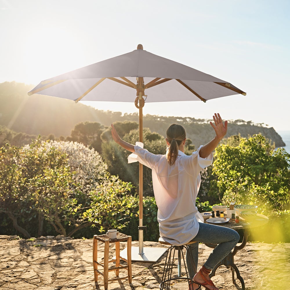 Teakwood parasoll 300 cm