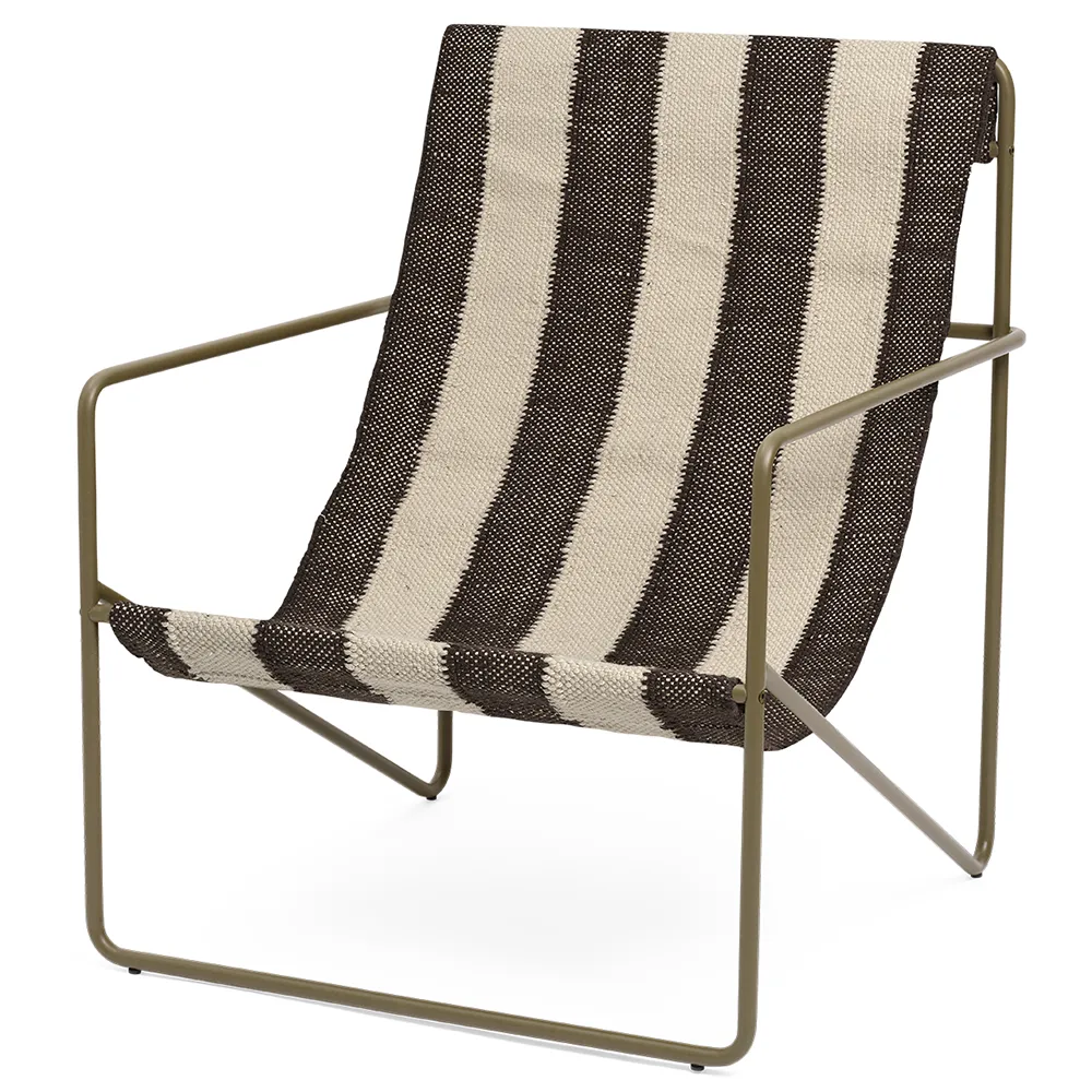 Produktfoto för Ferm Living - Desert Chair - Fåtölj - Olive/Off-white/Chocolate - W63 x H77,5 x D66 cm