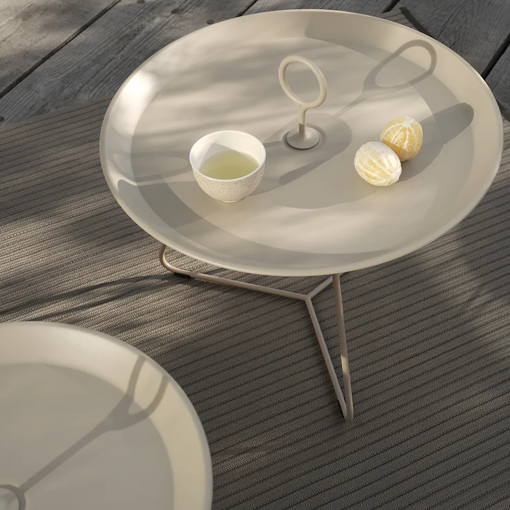 EYELET sidobord Ø57,5 Beige