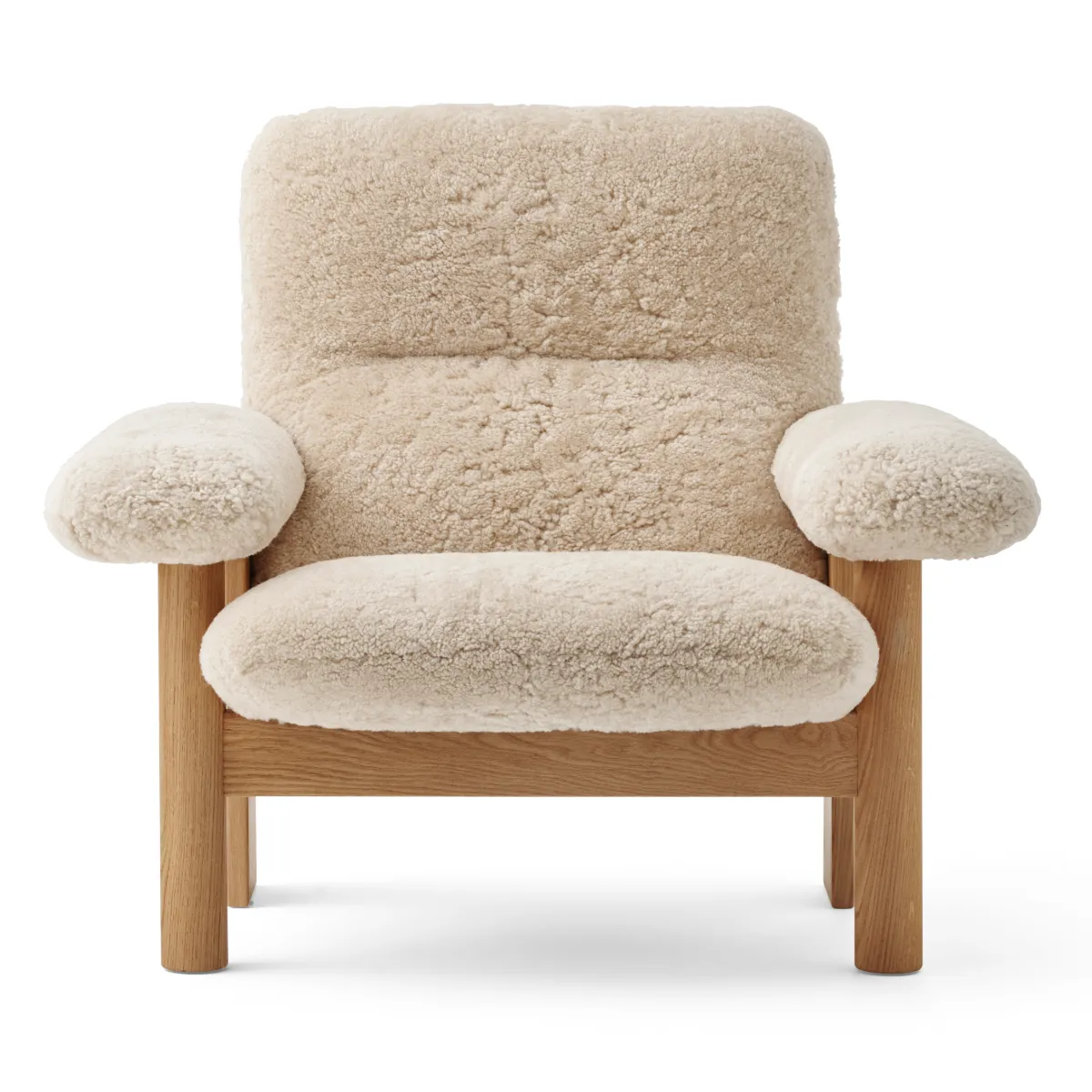 Brasilia loungestol helklädd hög rygg massiv ek natur Sheepskin Nevotex Nature