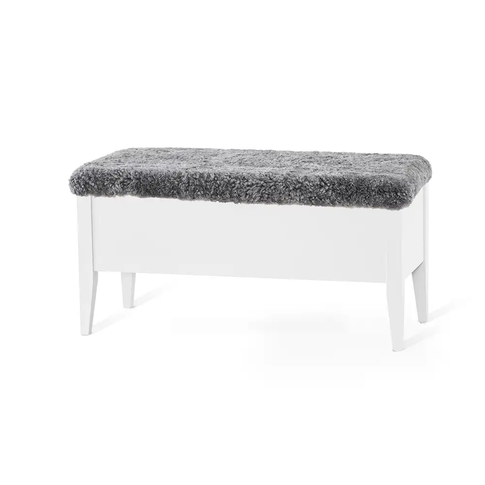 Torkelson, Klinte bänk 90 cm vit äkta fårskinn