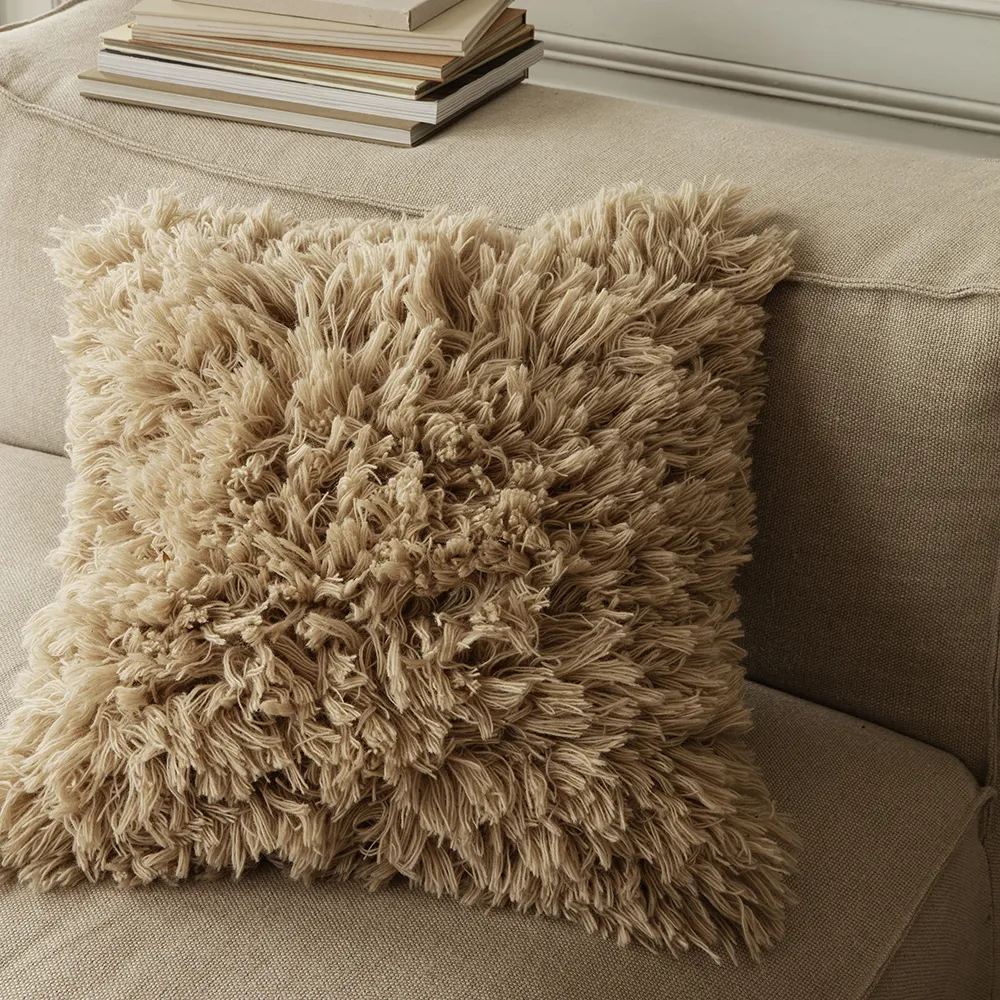 Handvävd Prydnadskudde Meadow High Pile Light Sand
