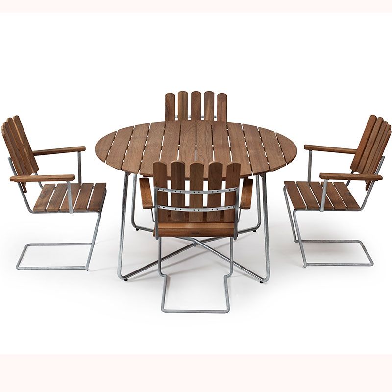 Bord 9A 100 Obehandlad Teak / Varmförzinkat Stativ